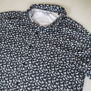 Johnston & Murphy Men's Medium Performance SS Button Down Shirt Paper Cranes